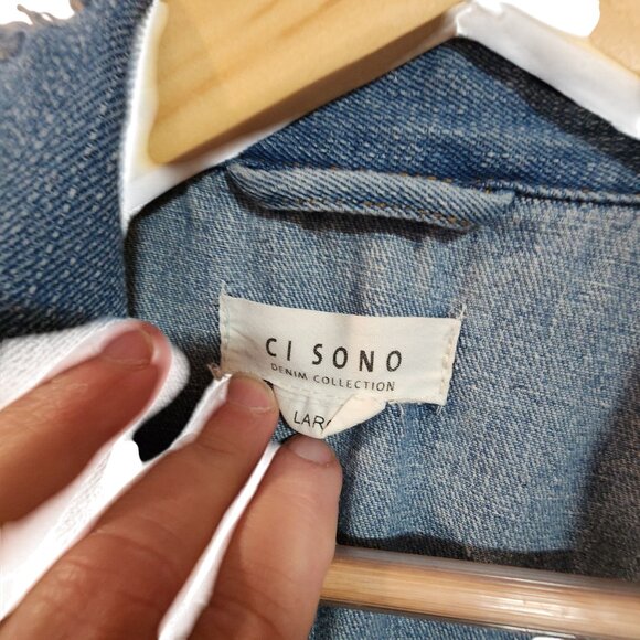 Ci Sono Denim Collection Distressed Light Blue Jean Jacket For Women Size L - Picture 3 of 3